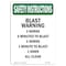 Signmission OSHA Sign, Blast Warning 3 Horns, 5 Minutes, 10in X 7in Rigid Plastic, 7" W, 10" L, Portrait OS-SI-P-710-V-11462 - alternate 1